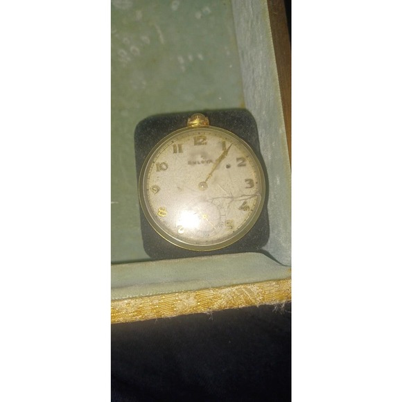 1950's Bulova 10k Rolled Gold Plated Pocket Watch 7 Jewels 17AE Swiss made